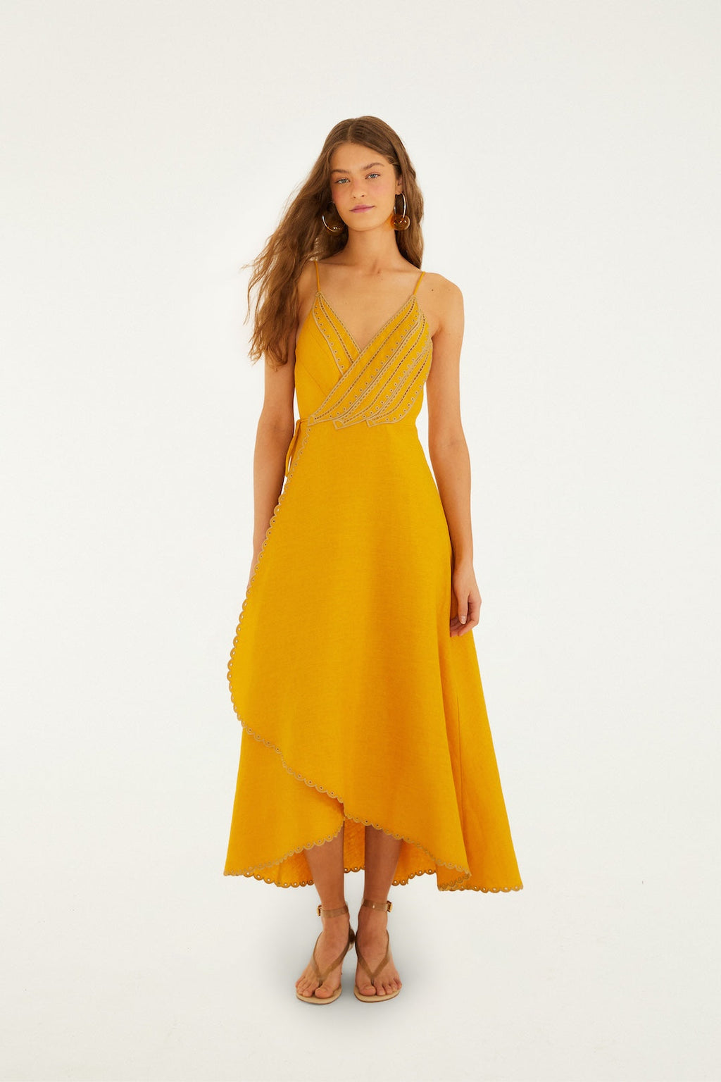 Farm Rio Yellow Bananas Maxi Wrap Dress - Yellow
