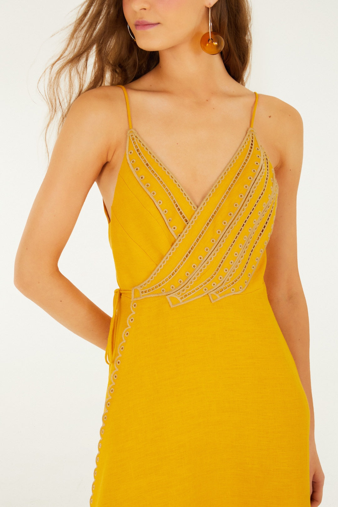 Farm Rio Yellow Bananas Maxi Wrap Dress - Yellow