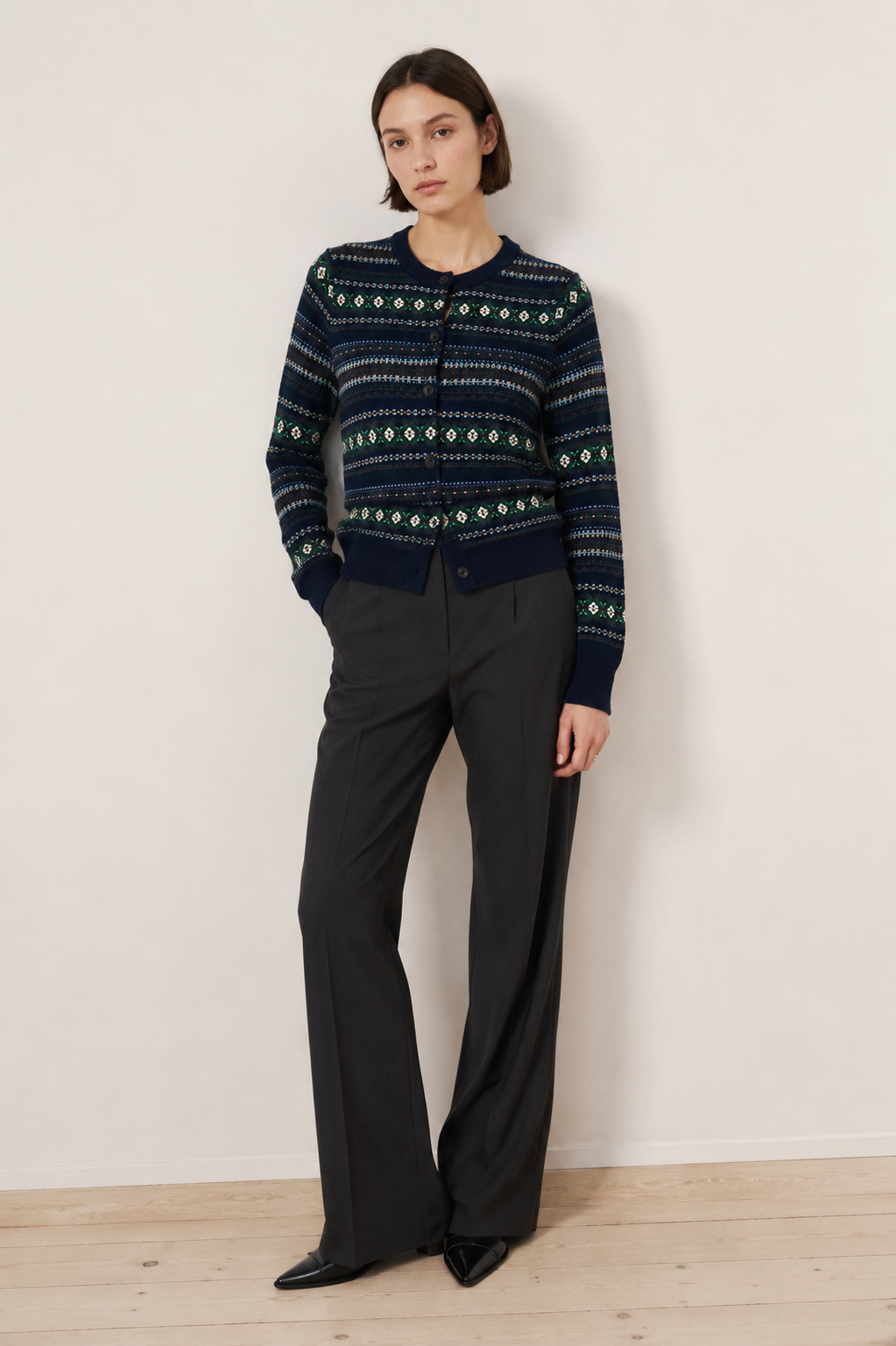 DÔEN Faustine Cardigan - Navy Dashwood Fair Isle