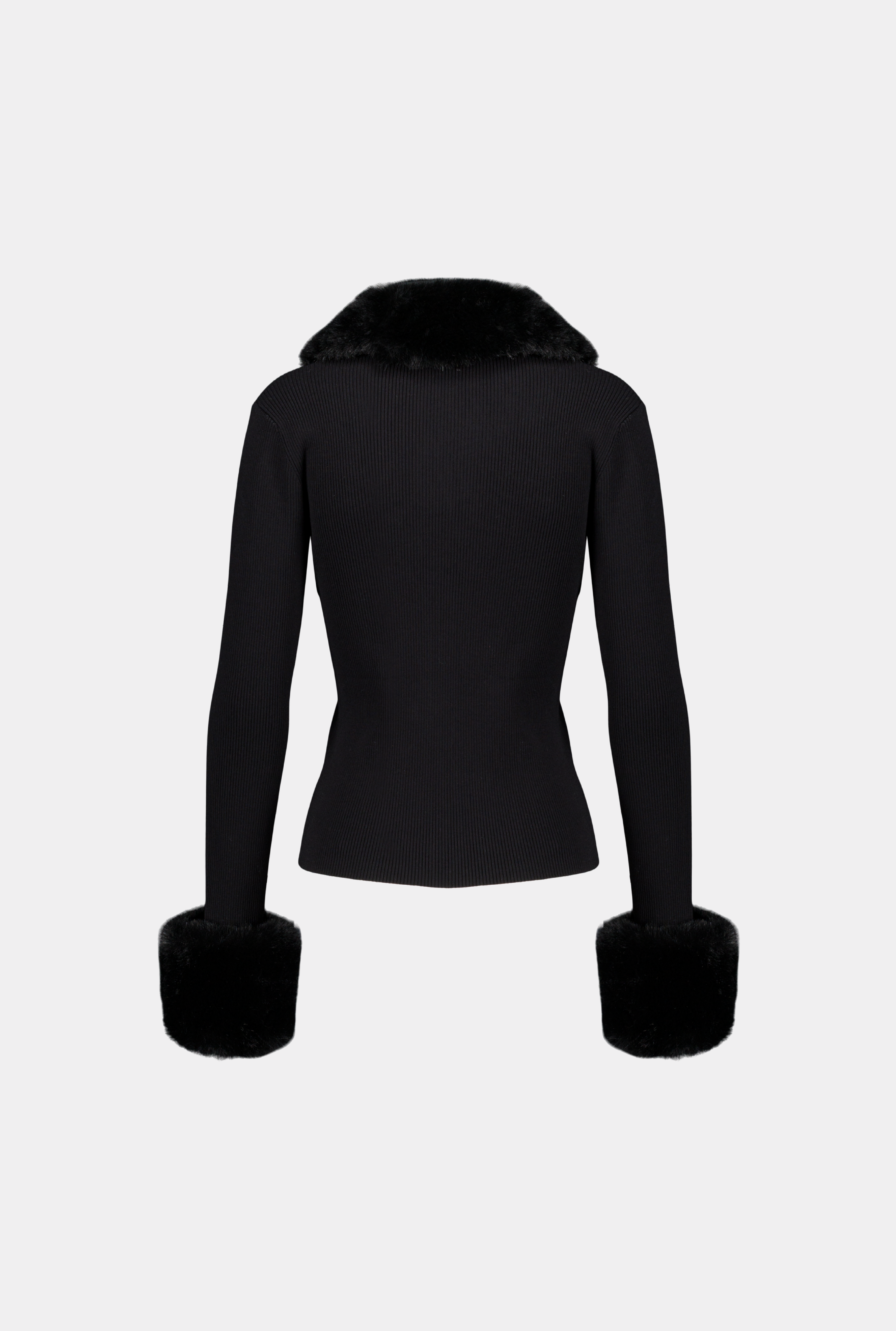 SAEMDI Faux Fur Trim Cardigan