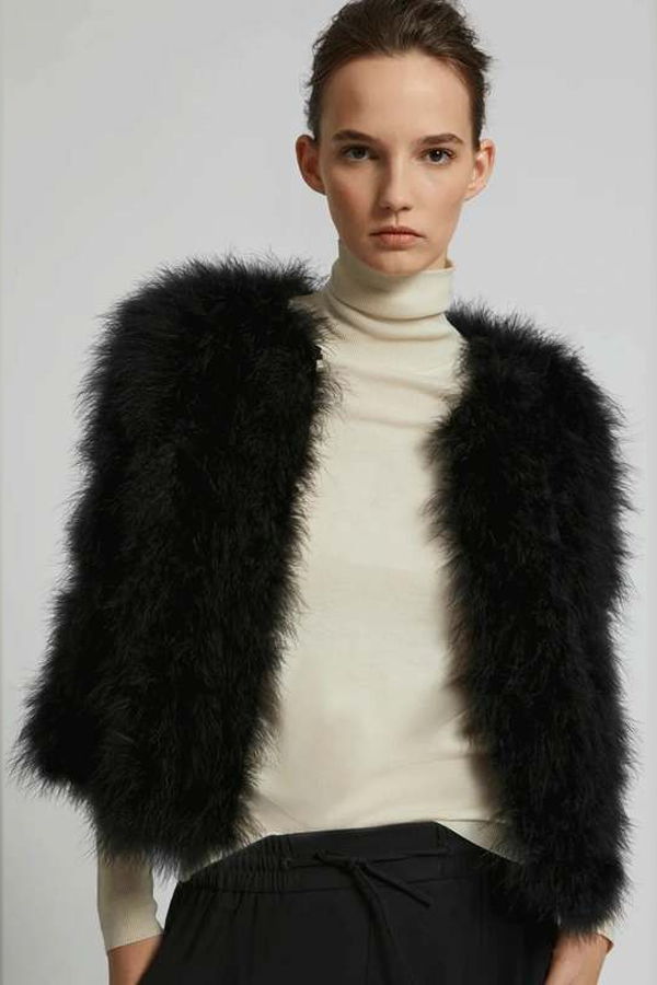 yves salomon Feather Jacket - Black