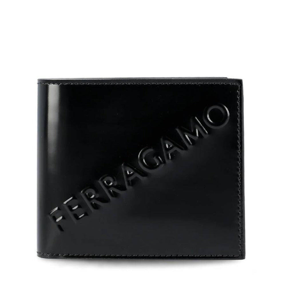 Ferragamo Embossed Logo Leather Bifold Wallet - Black