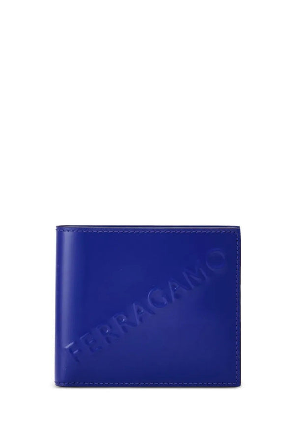 Ferragamo Embossed Logo Leather Bifold Wallet - Lapis
