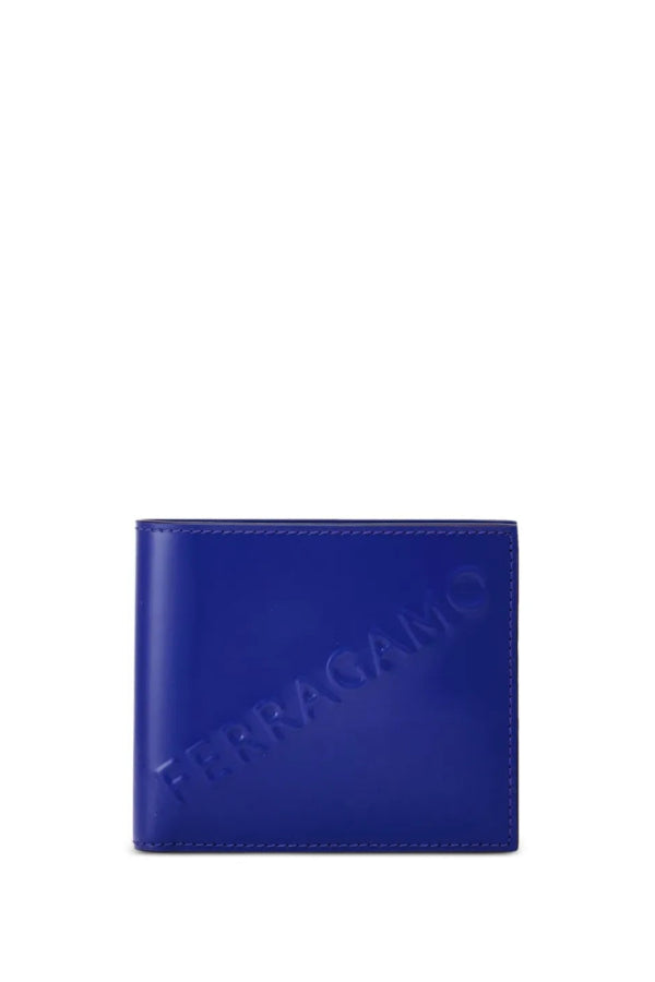 Ferragamo Embossed Logo Leather Bifold Wallet - Lapis