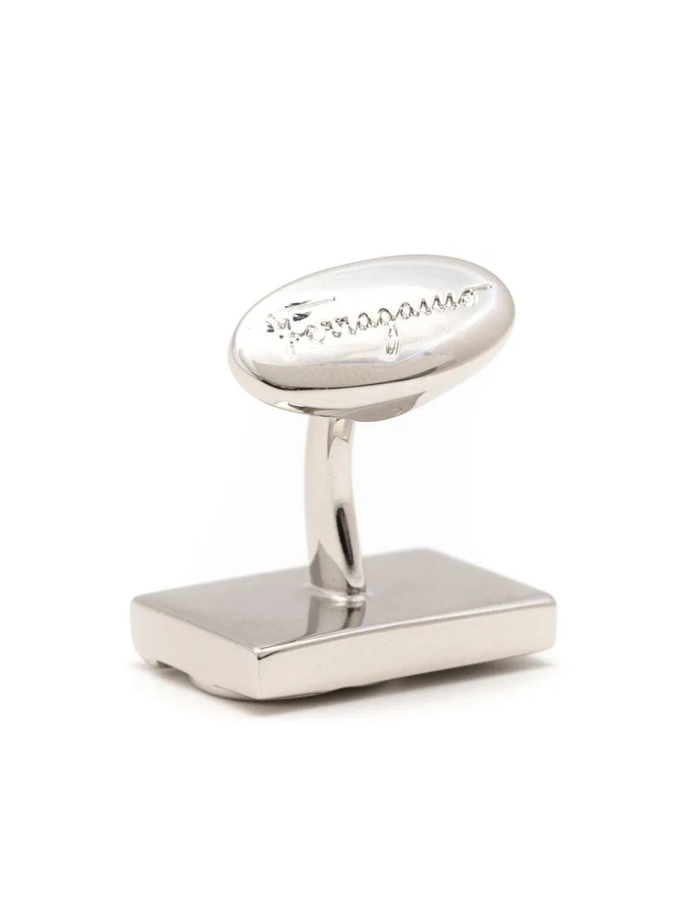 Ferragamo Gancini Plaque Cufflinks - Gray