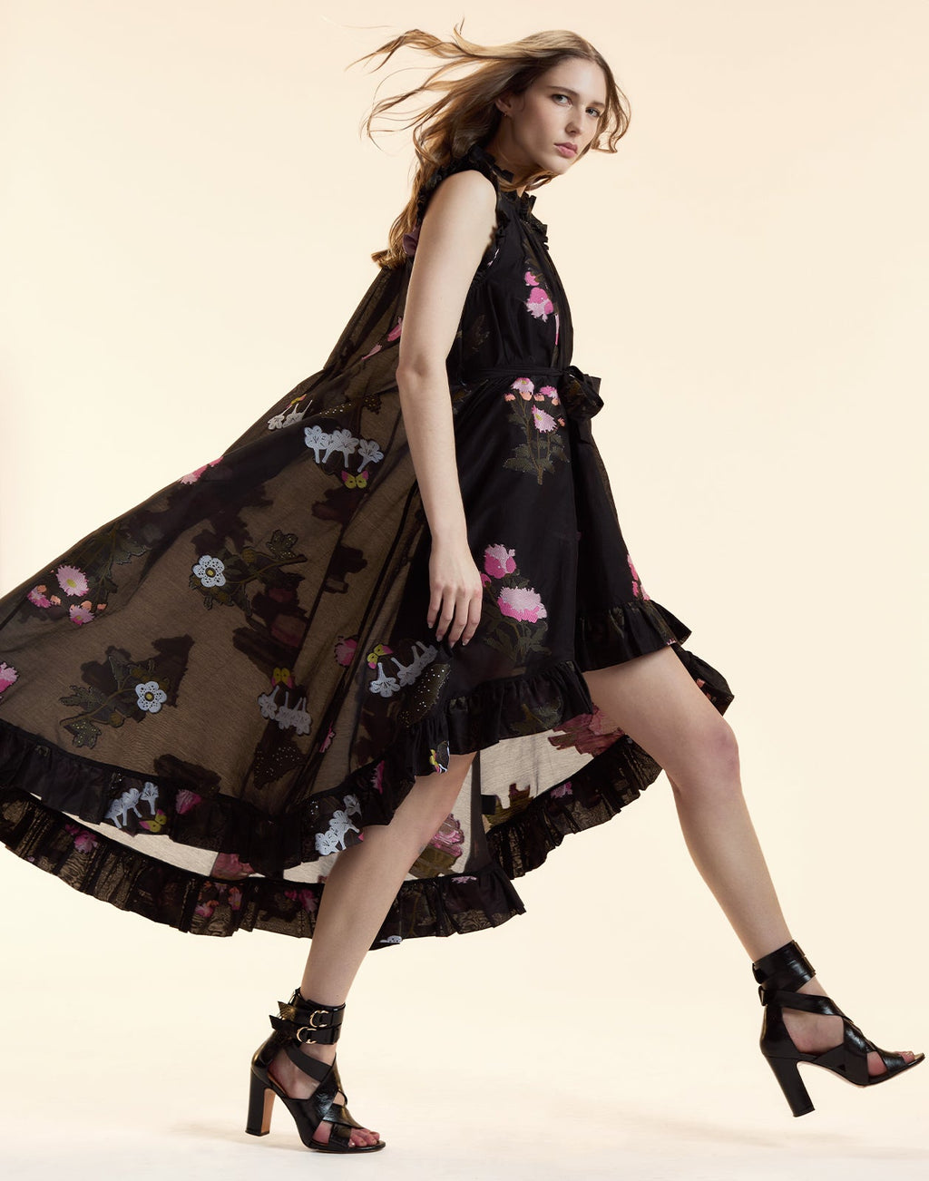 Cynthia Rowley Fil Coupe High Low Dress - BLKFL