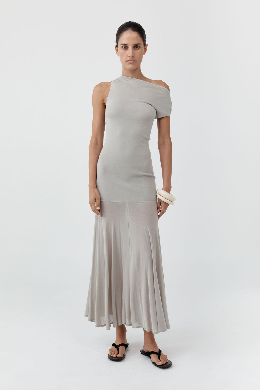 St. Agni Fine Jersey Circle Hem Dress - Soft Ash