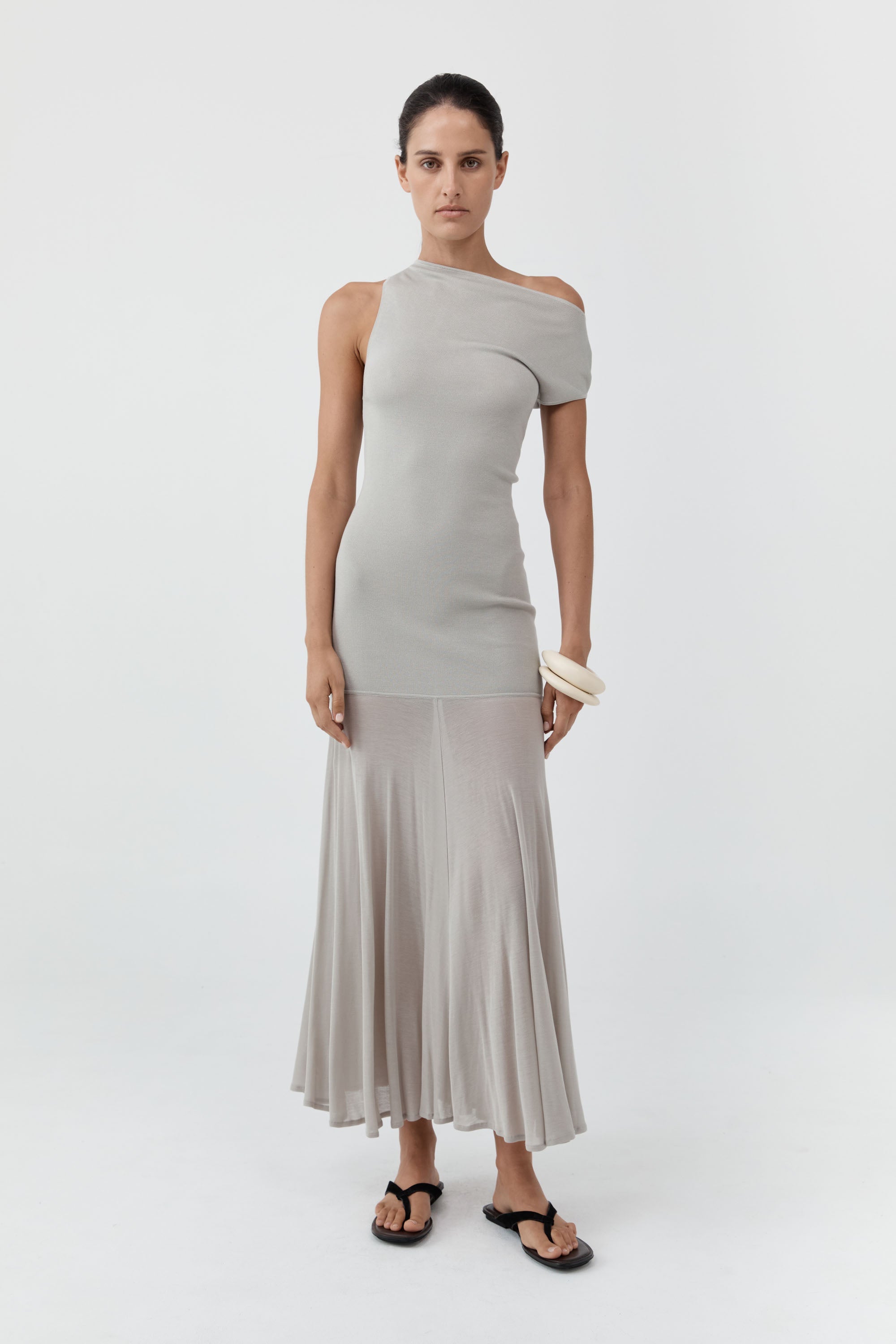 St. Agni Fine Jersey Circle Hem Dress - Soft Ash