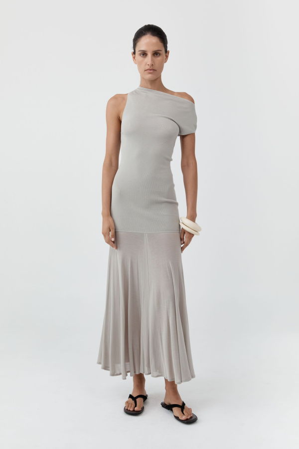 St. Agni Fine Jersey Circle Hem Dress - Soft Ash