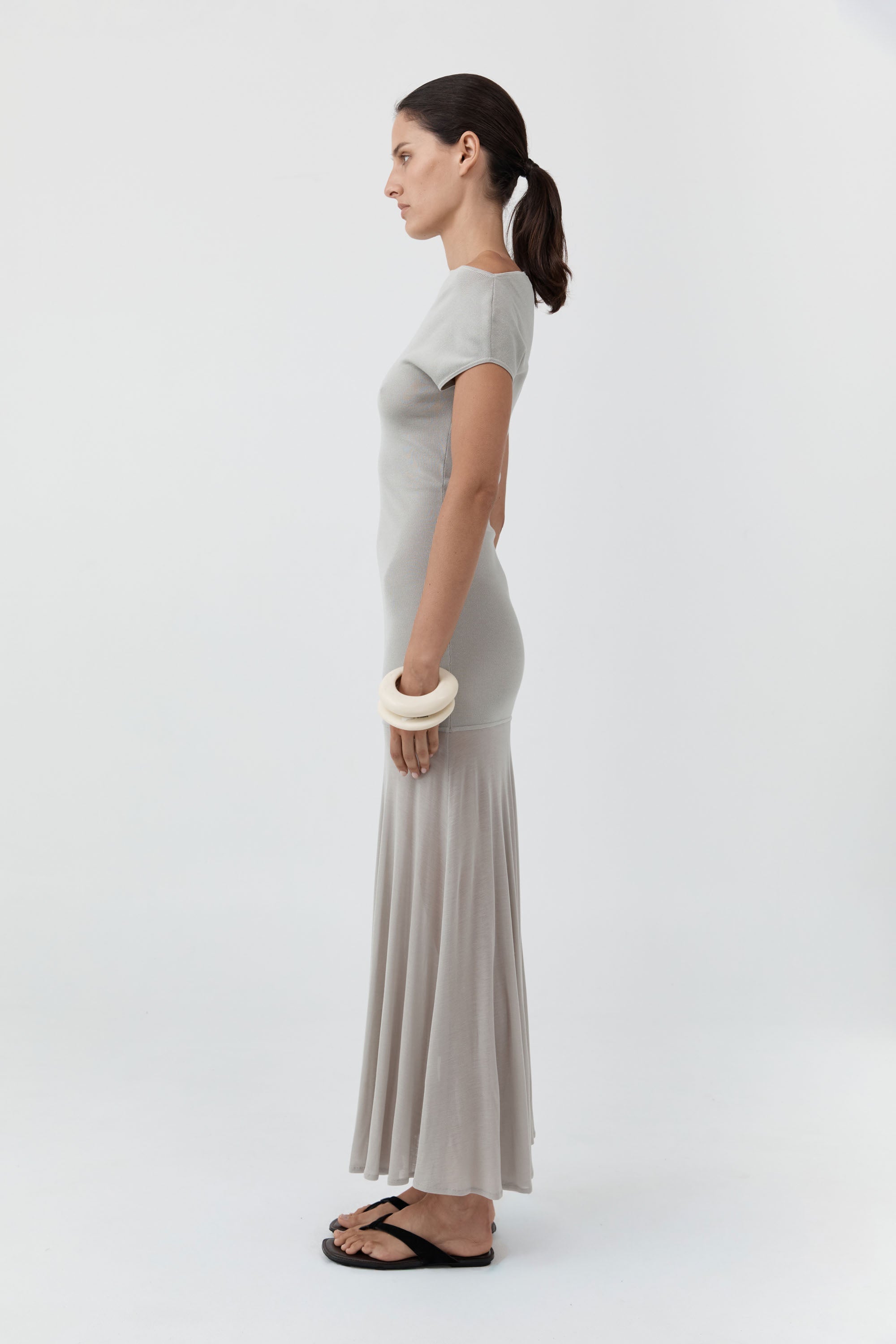 St. Agni Fine Jersey Circle Hem Dress - Soft Ash
