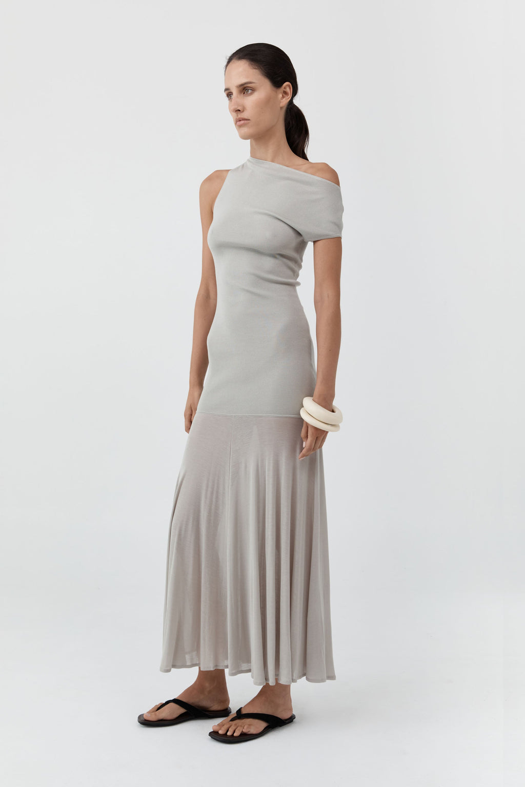 St. Agni Fine Jersey Circle Hem Dress - Soft Ash