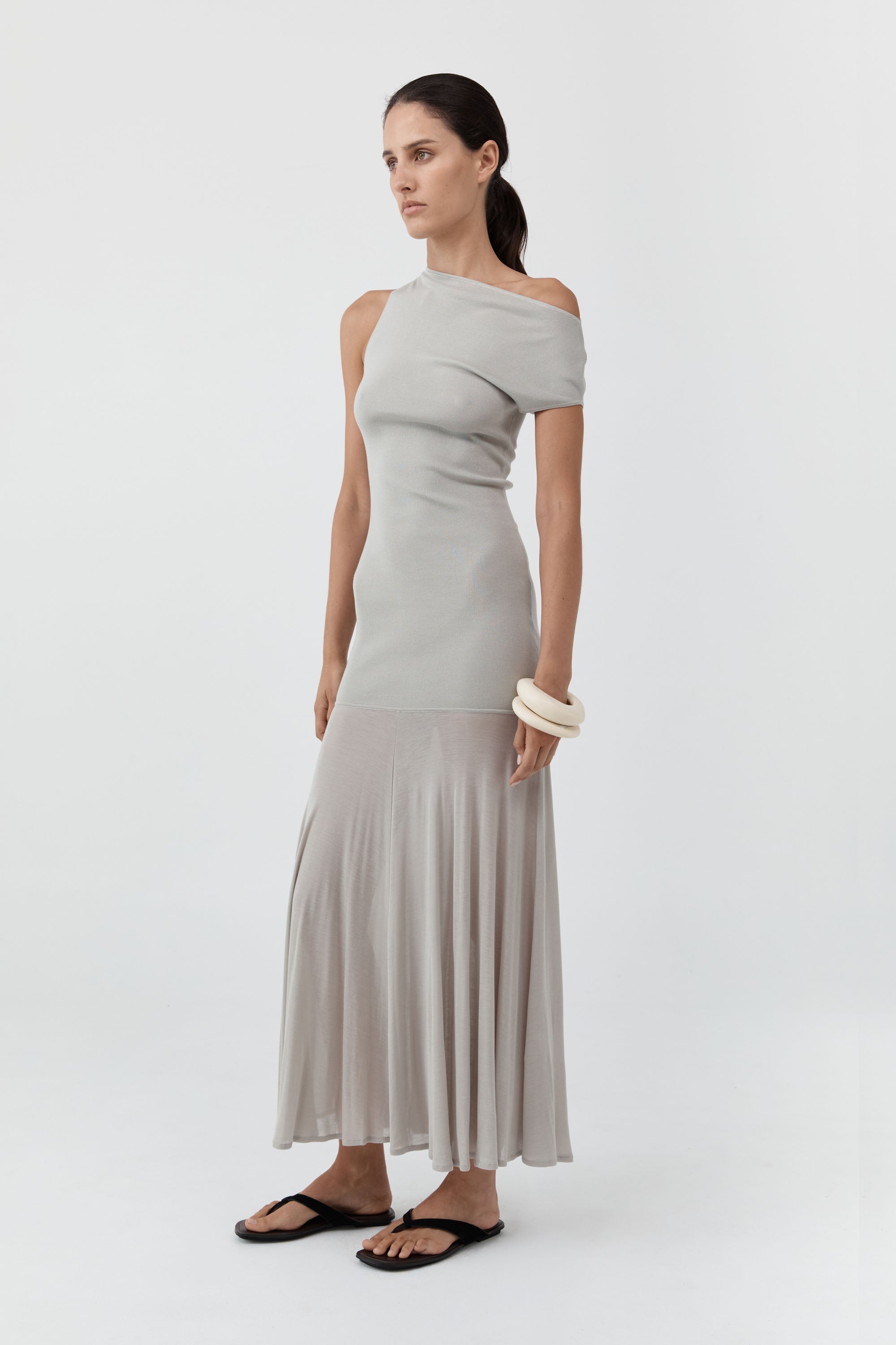 St. Agni Fine Jersey Circle Hem Dress - Soft Ash