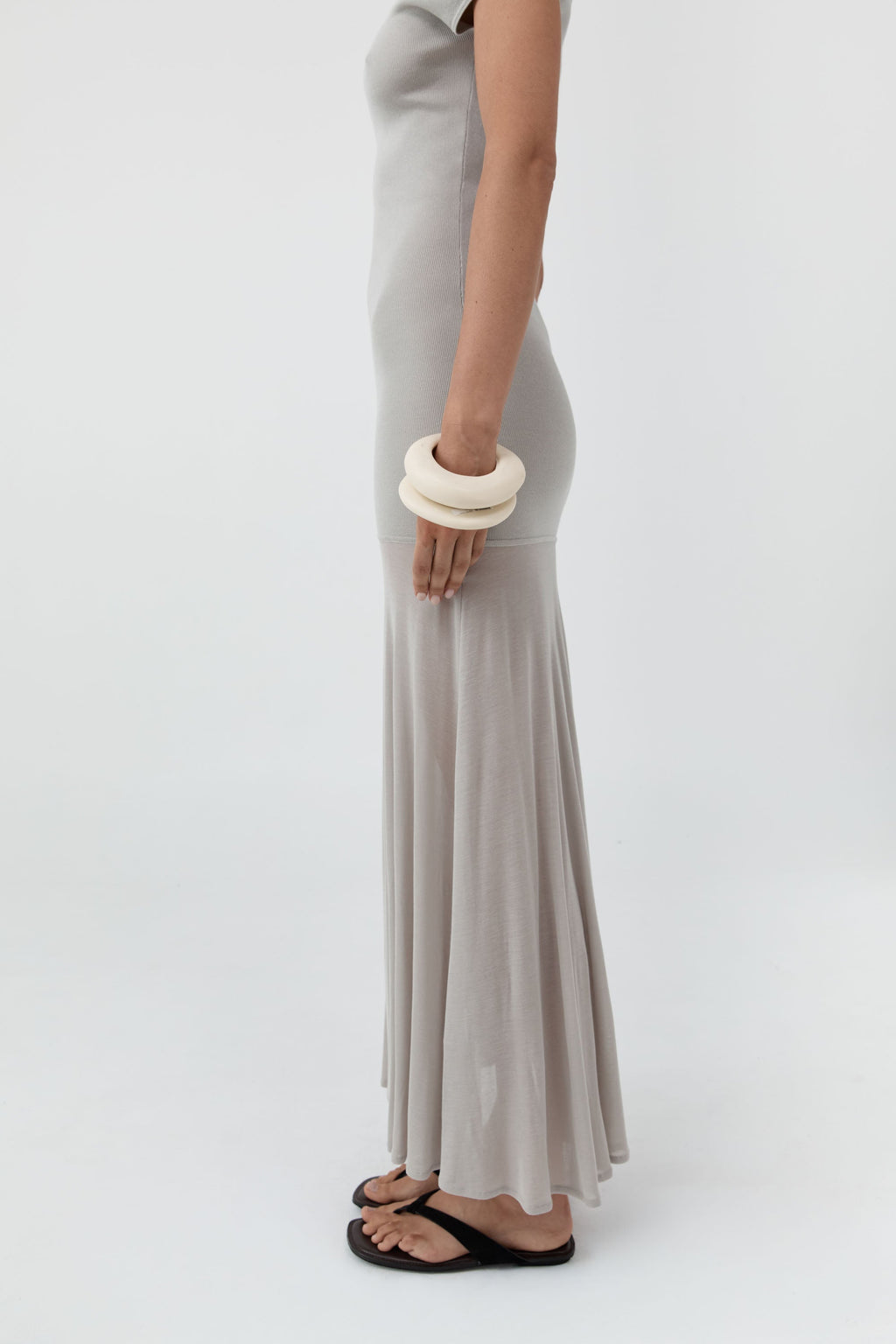 St. Agni Fine Jersey Circle Hem Dress - Soft Ash