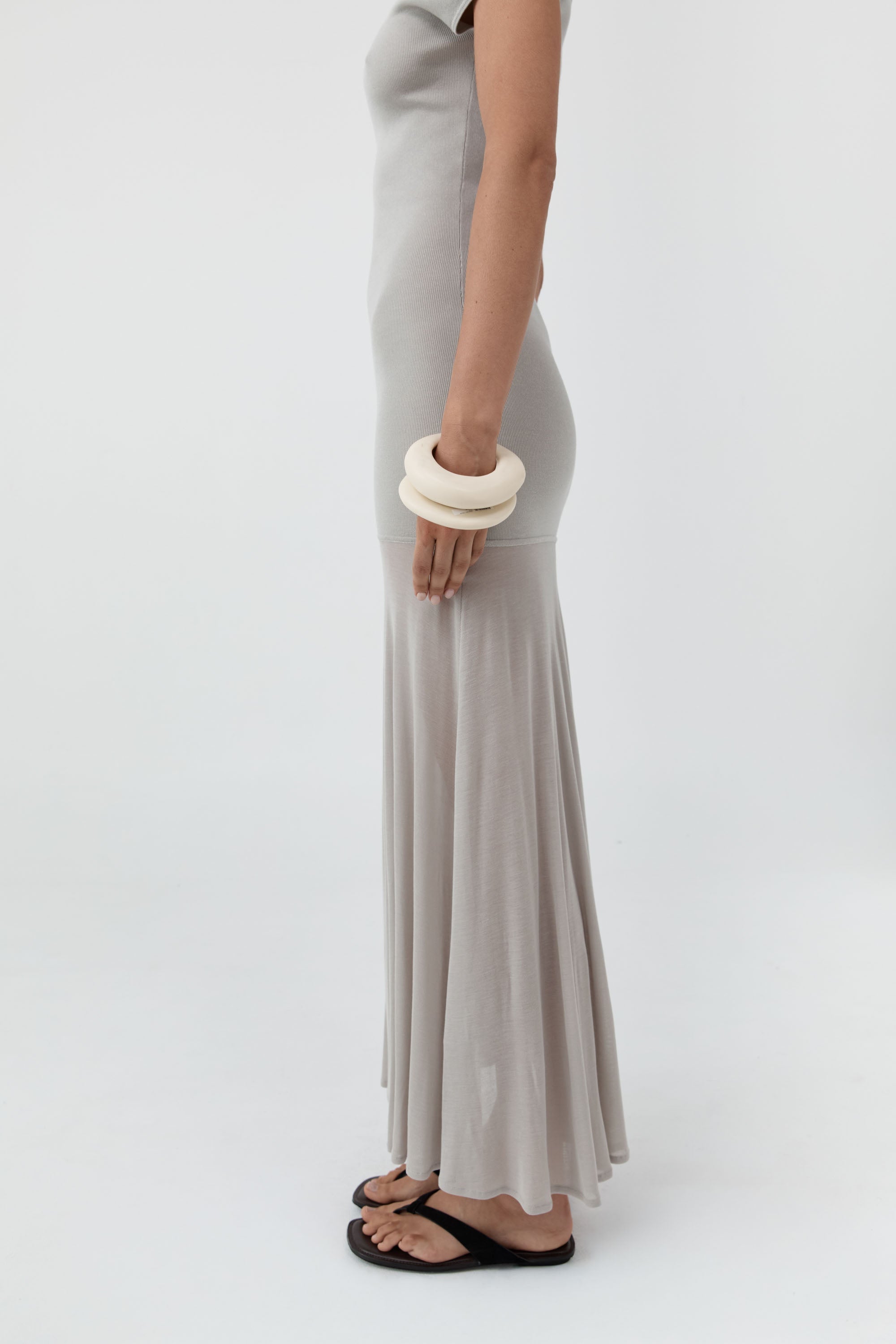 St. Agni Fine Jersey Circle Hem Dress - Soft Ash