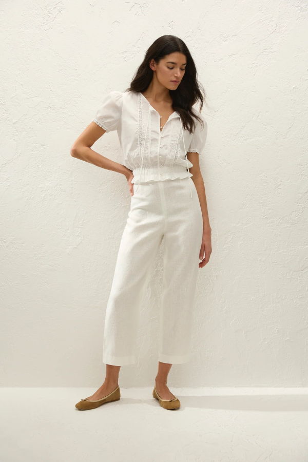 Faithfull The Brand Fiora Blouse in Fresco Lace White Top