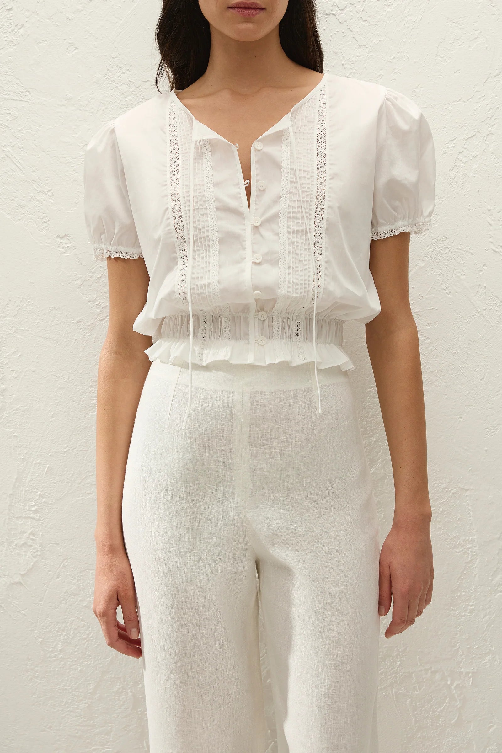 Faithfull The Brand Fiora Blouse in Fresco Lace White Top