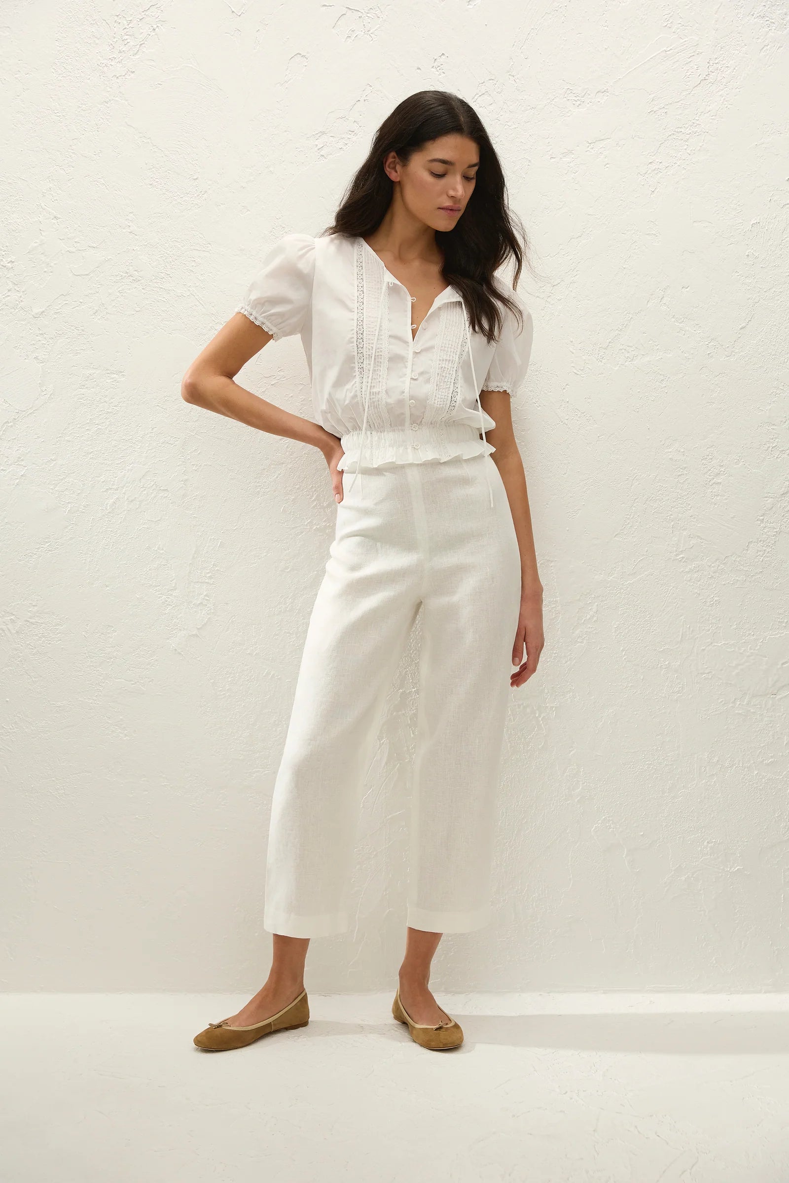 Faithfull The Brand Fiora Blouse in Fresco Lace White Top