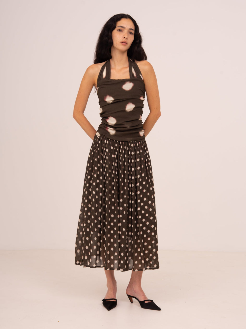 Carmensays Firstdance Polka Dot Midi Dress