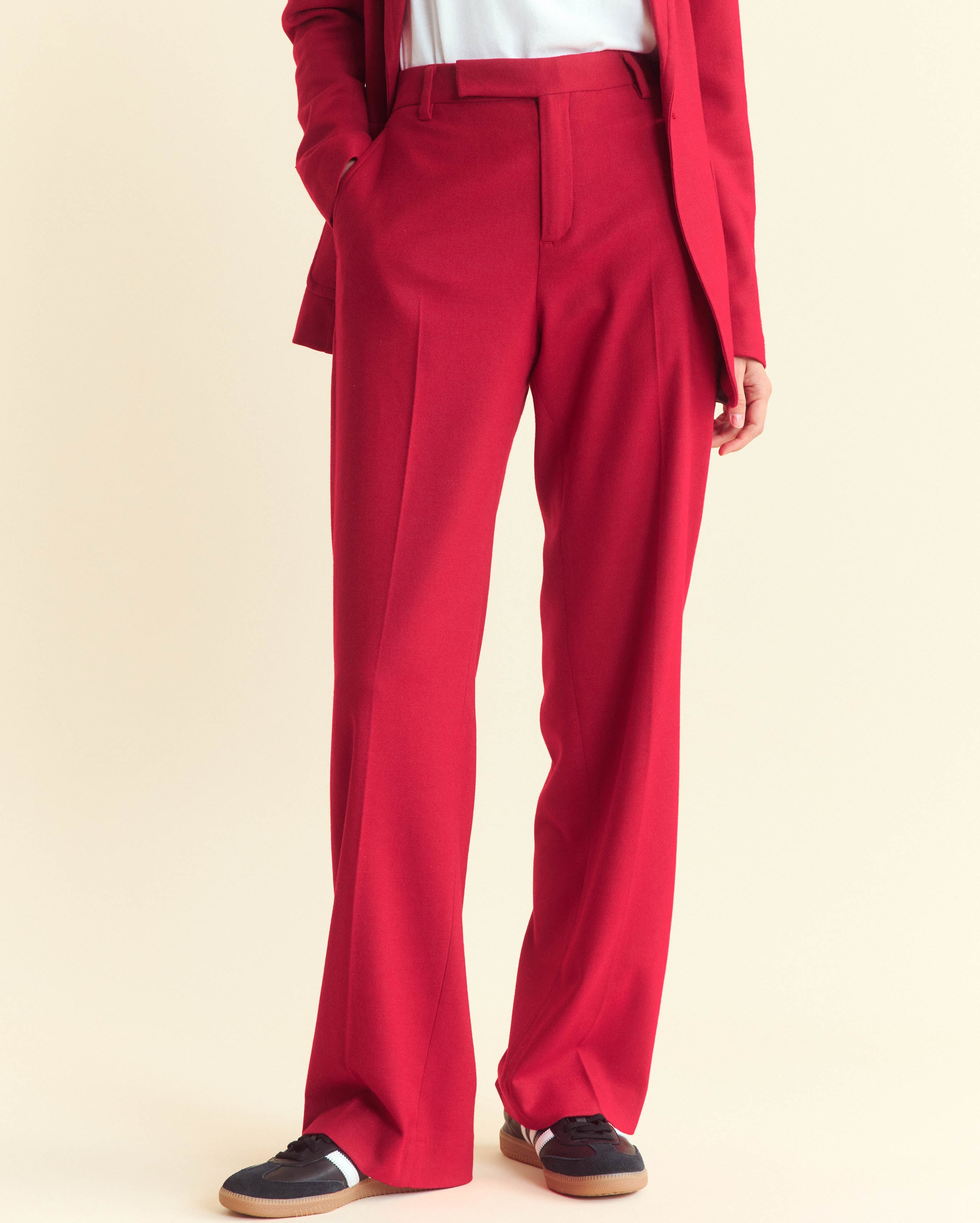Billy Reid Flat Front Trouser - Holiday Red