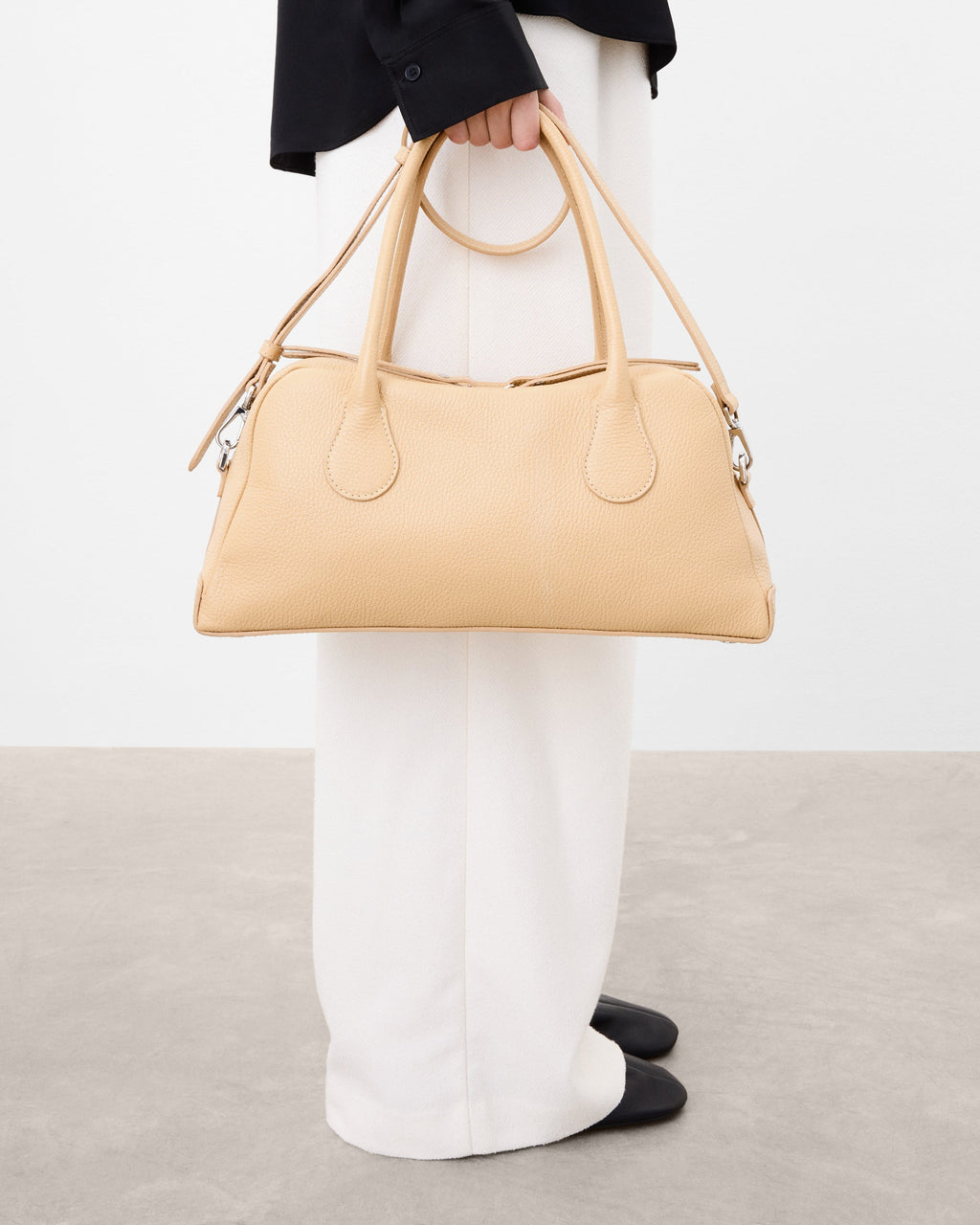 Flattered Leia Grained Leather Biscotti Shoulder Bag