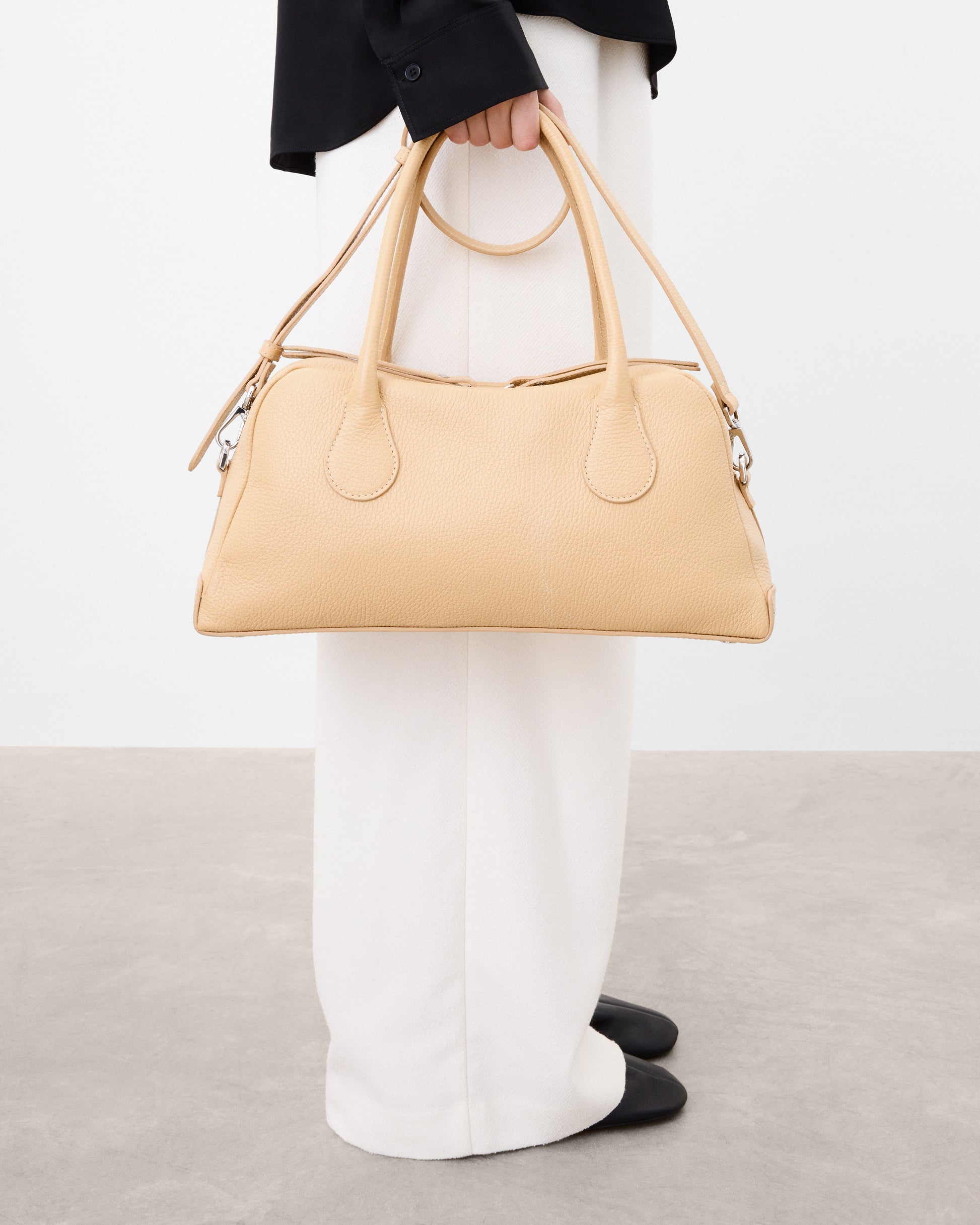 Flattered Leia Grained Leather Biscotti Shoulder Bag
