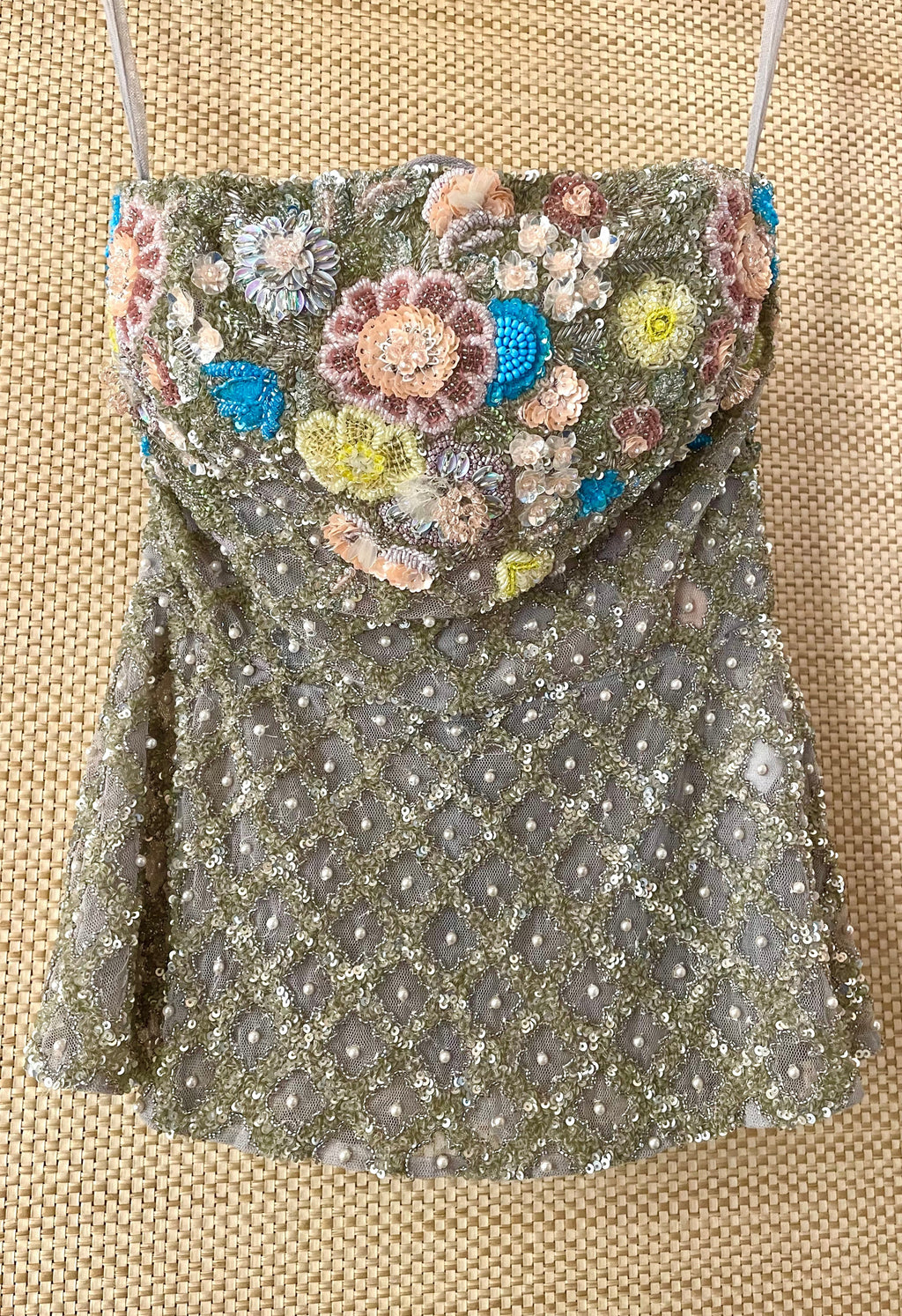 LA FUORI Flora Sequin Top - Grey
