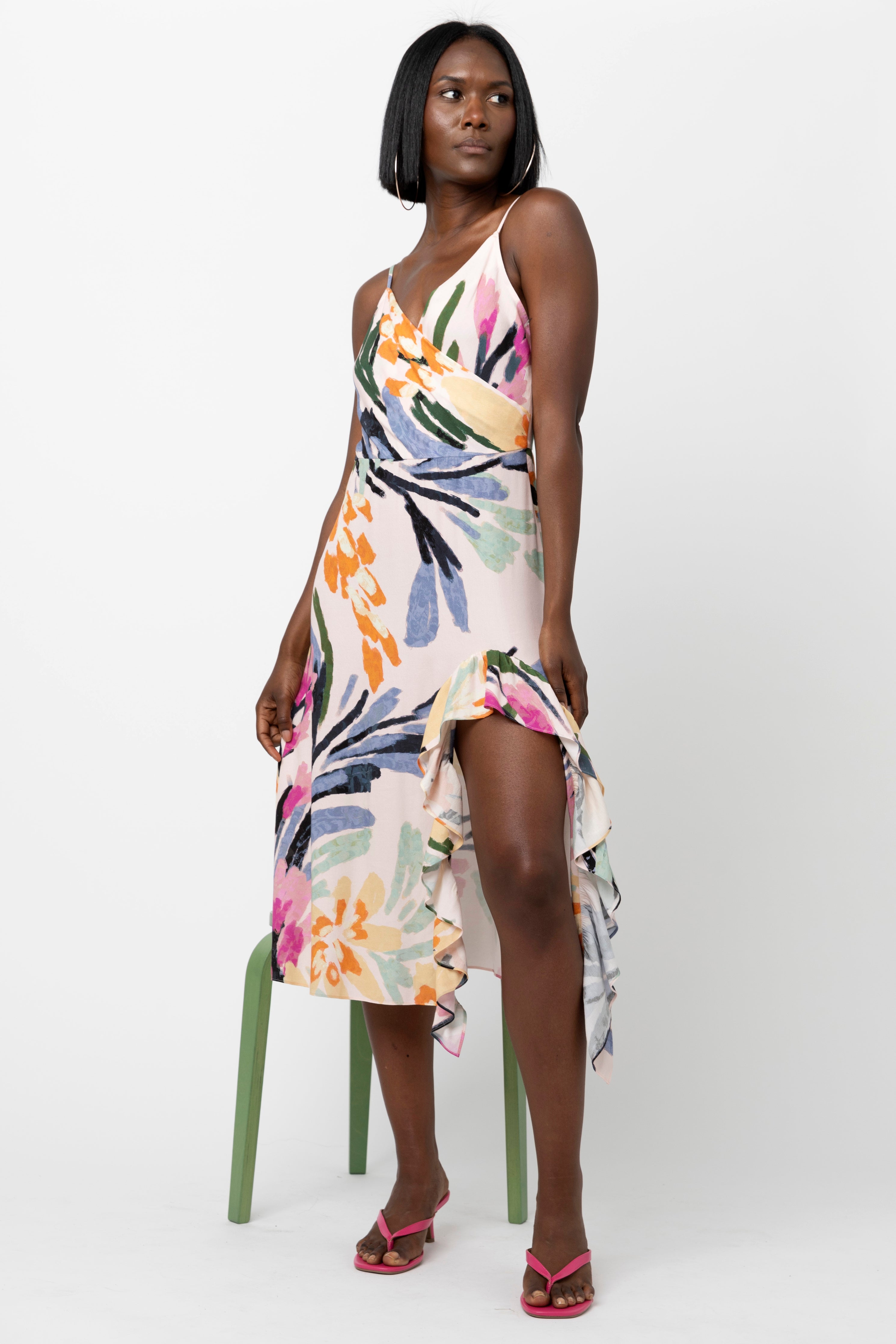 Hope For Flowers by Tracy Reese Flounced Slit Surplice Dress - Rambling Floral