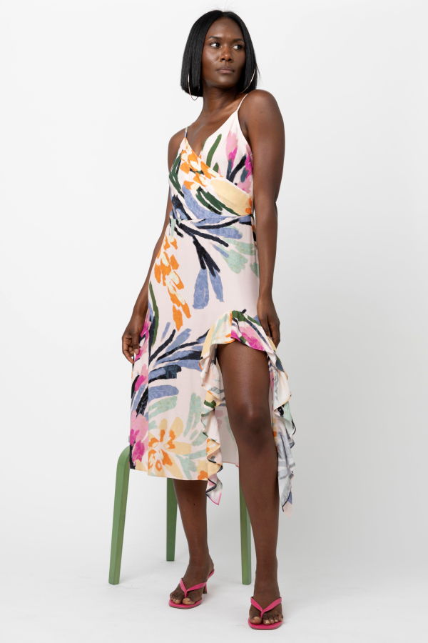 Hope For Flowers by Tracy Reese Flounced Slit Surplice Dress - Rambling Floral