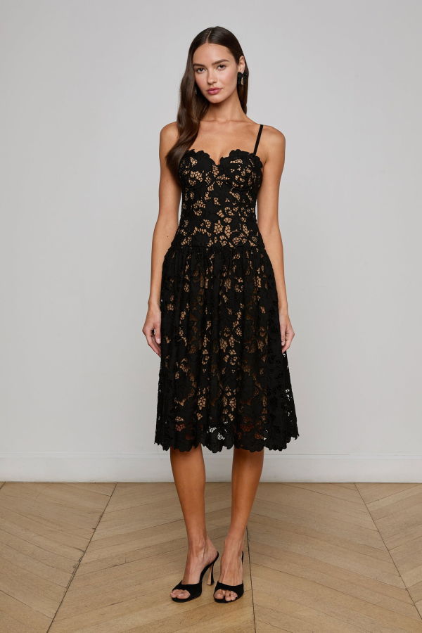 L'agence Flyn Lace Midi Dress