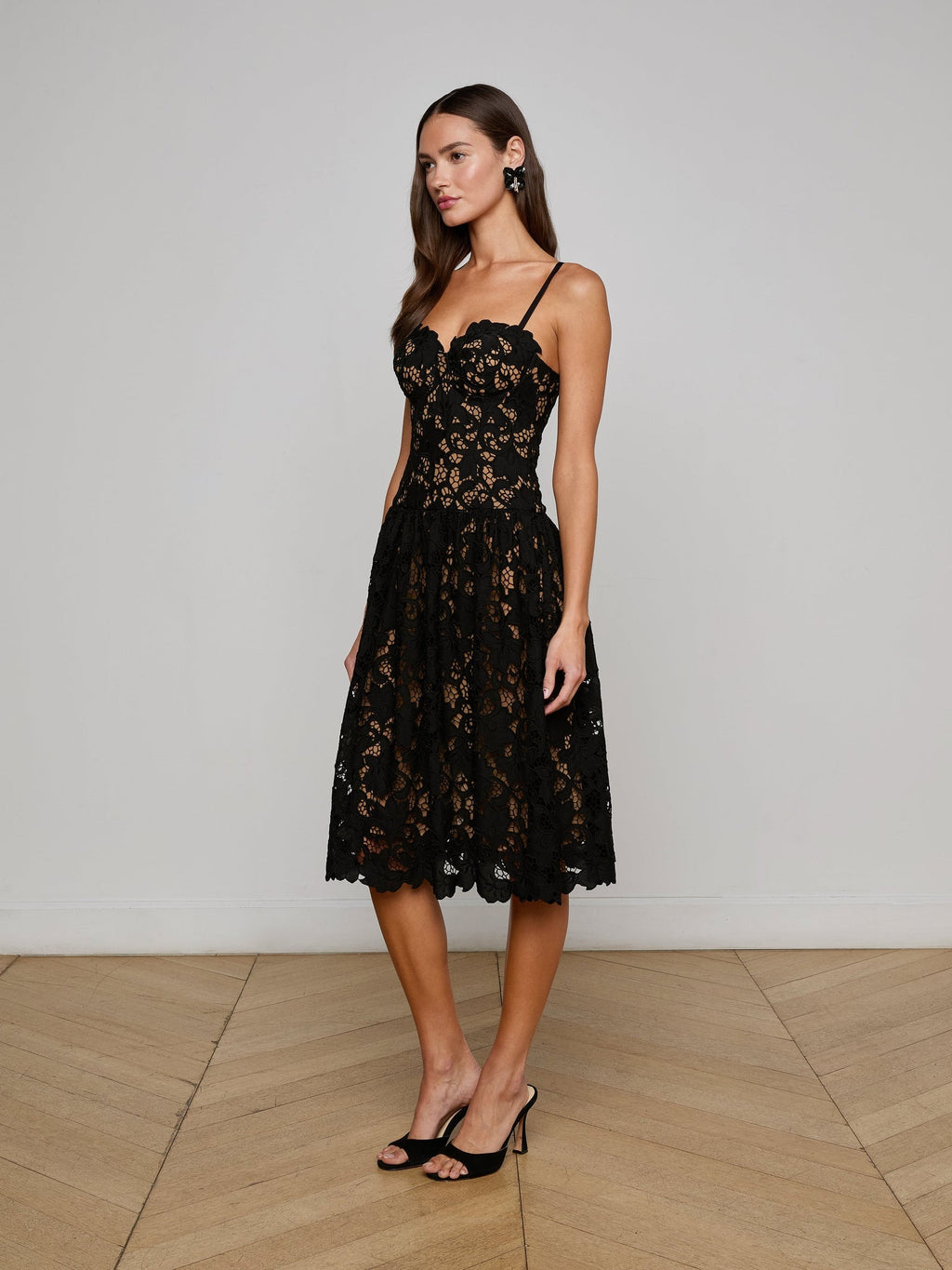 L'agence Flyn Lace Midi Dress