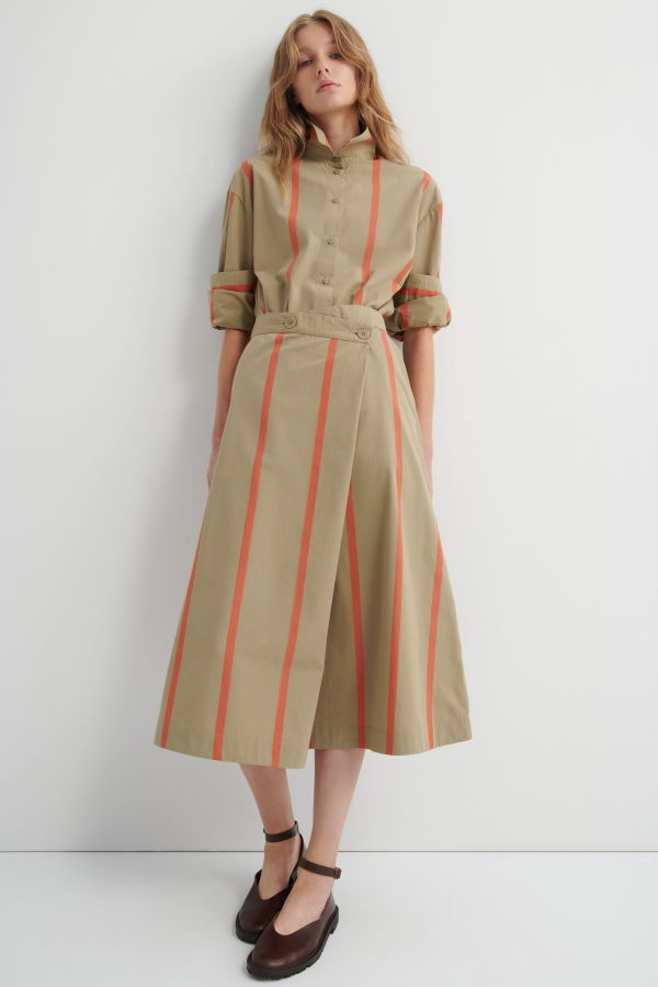 Kowtow Fold Skirt - Nasturtium Stripe