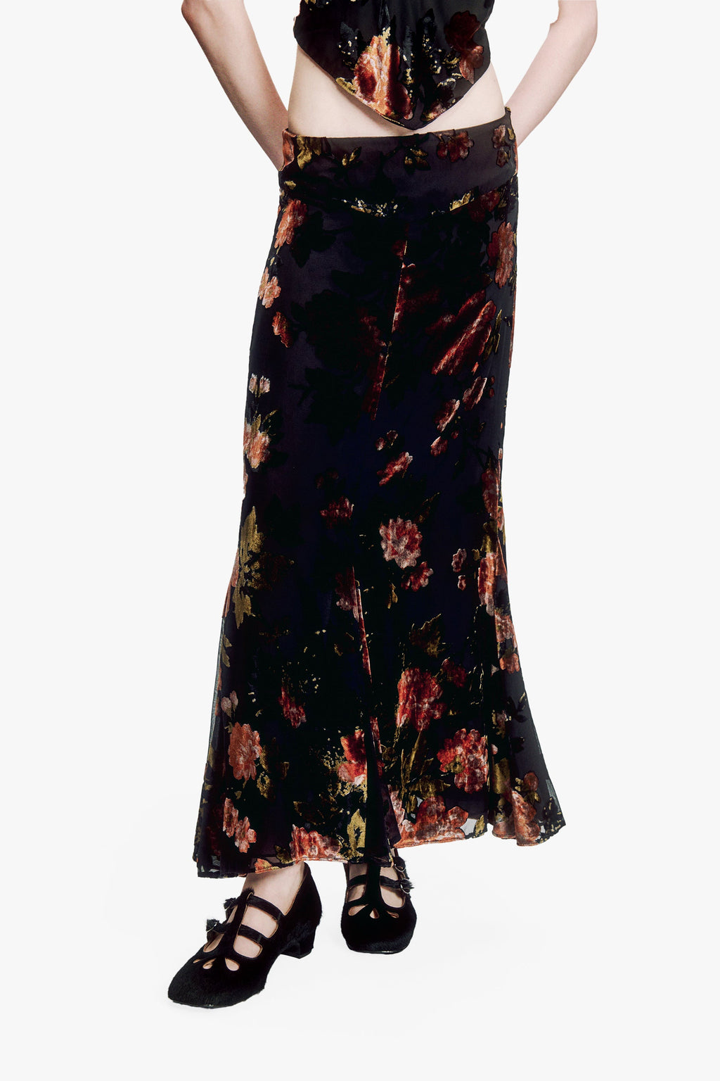 Anna Sui Folia Devore Trumpet Skirt
