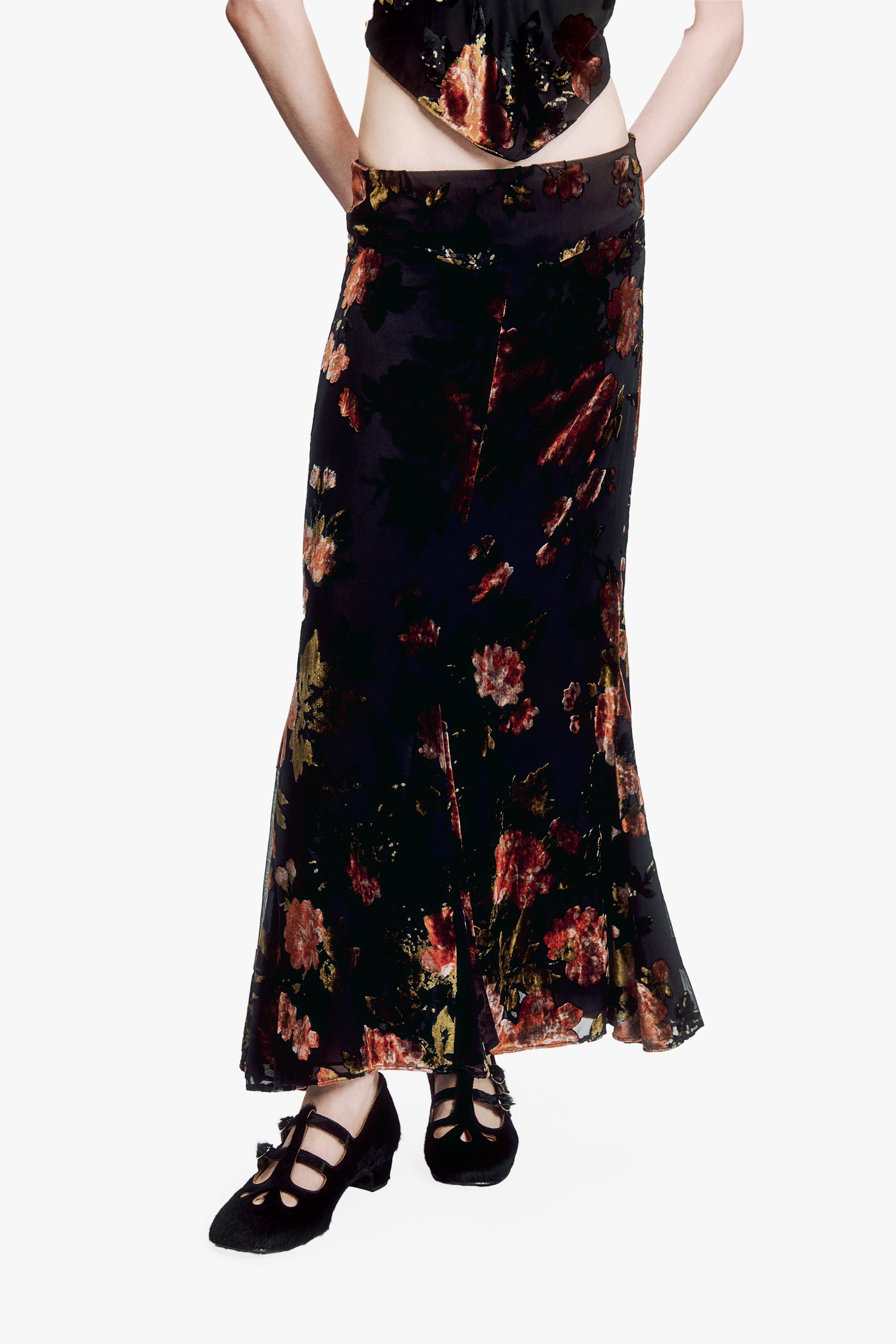 Anna Sui Folia Devore Trumpet Skirt