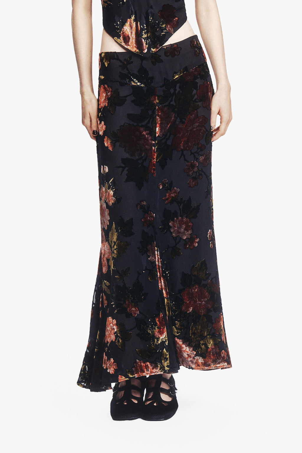 Anna Sui Folia Devore Trumpet Skirt
