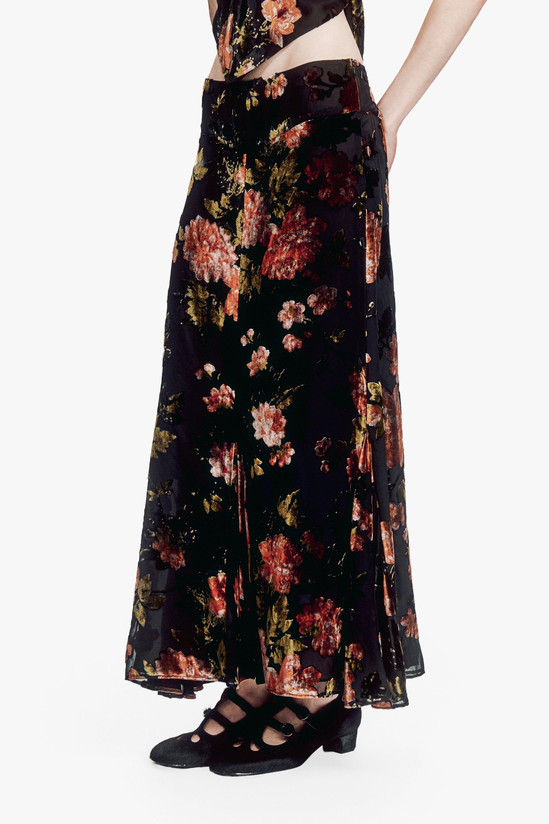 Anna Sui Folia Devore Trumpet Skirt