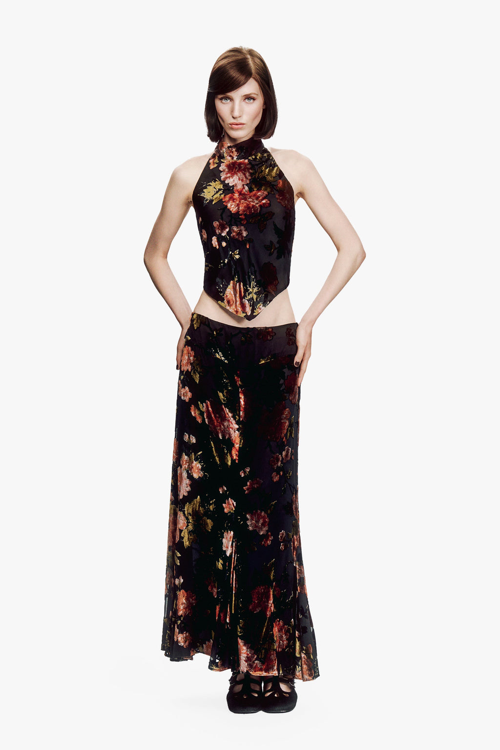 Anna Sui Folia Devore Trumpet Skirt