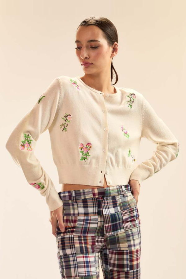 Cynthia Rowley Forget Me Not Cardigan - White Multi