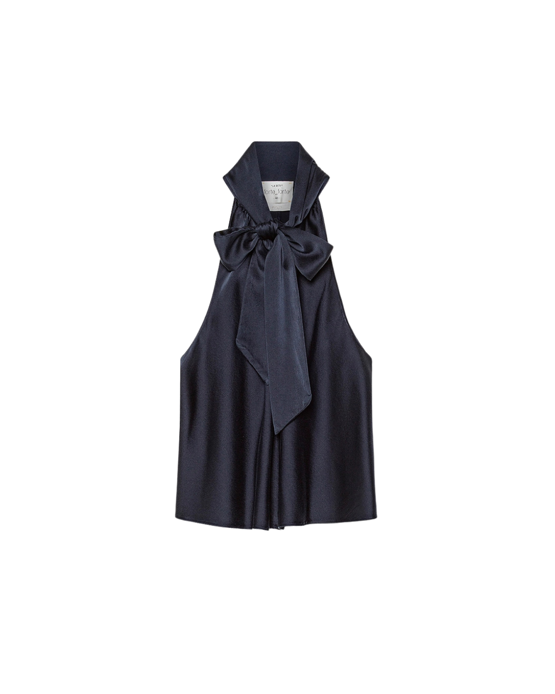 Forte Forte Heavy Stretch Silk Satin Bow-Tie Top - Notte