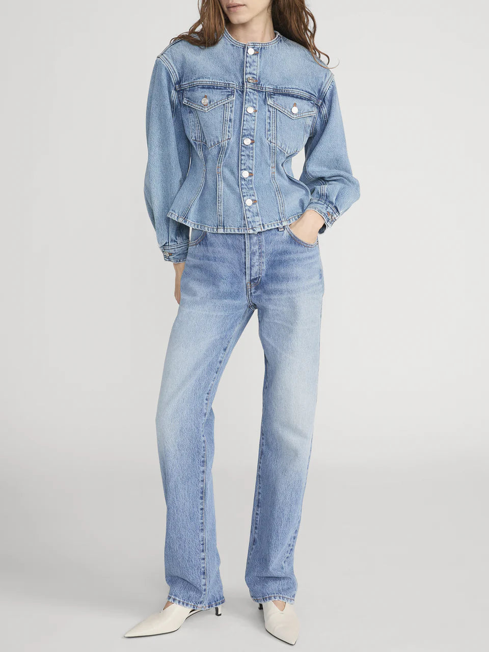Frame The Nipped Collarless Jacket - Umbria