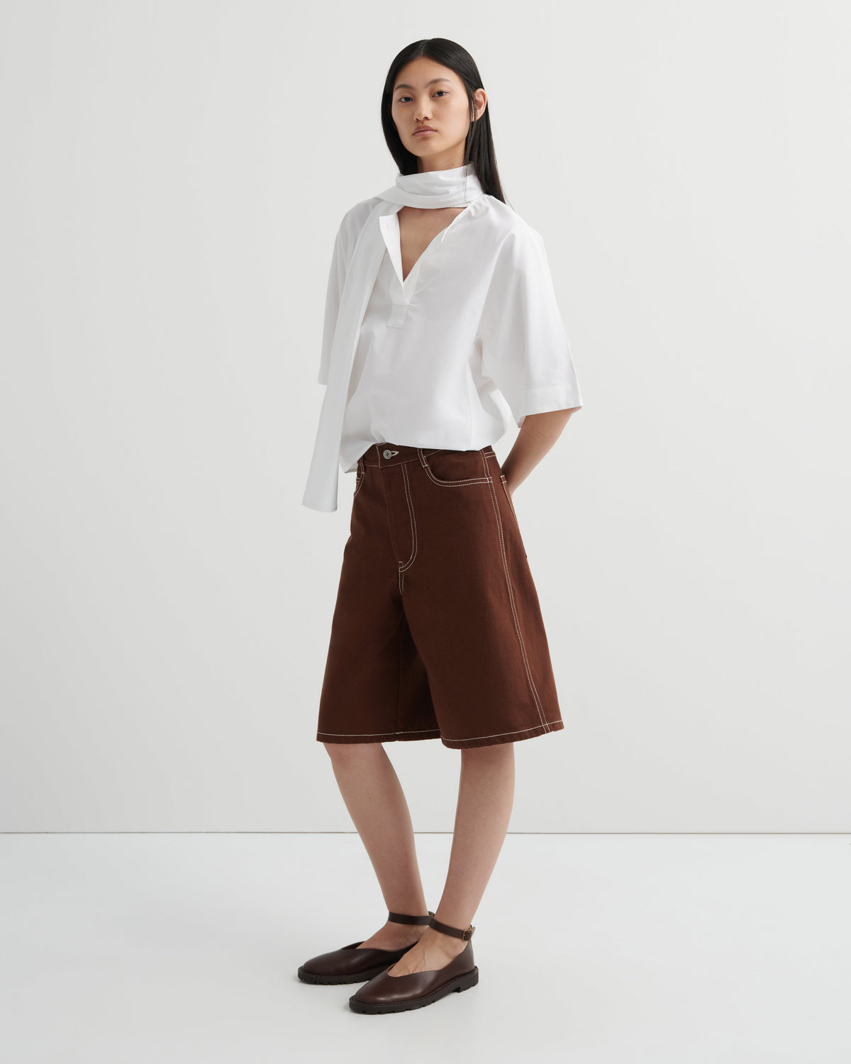 Kowtow Framework Shorts - Brown Denim