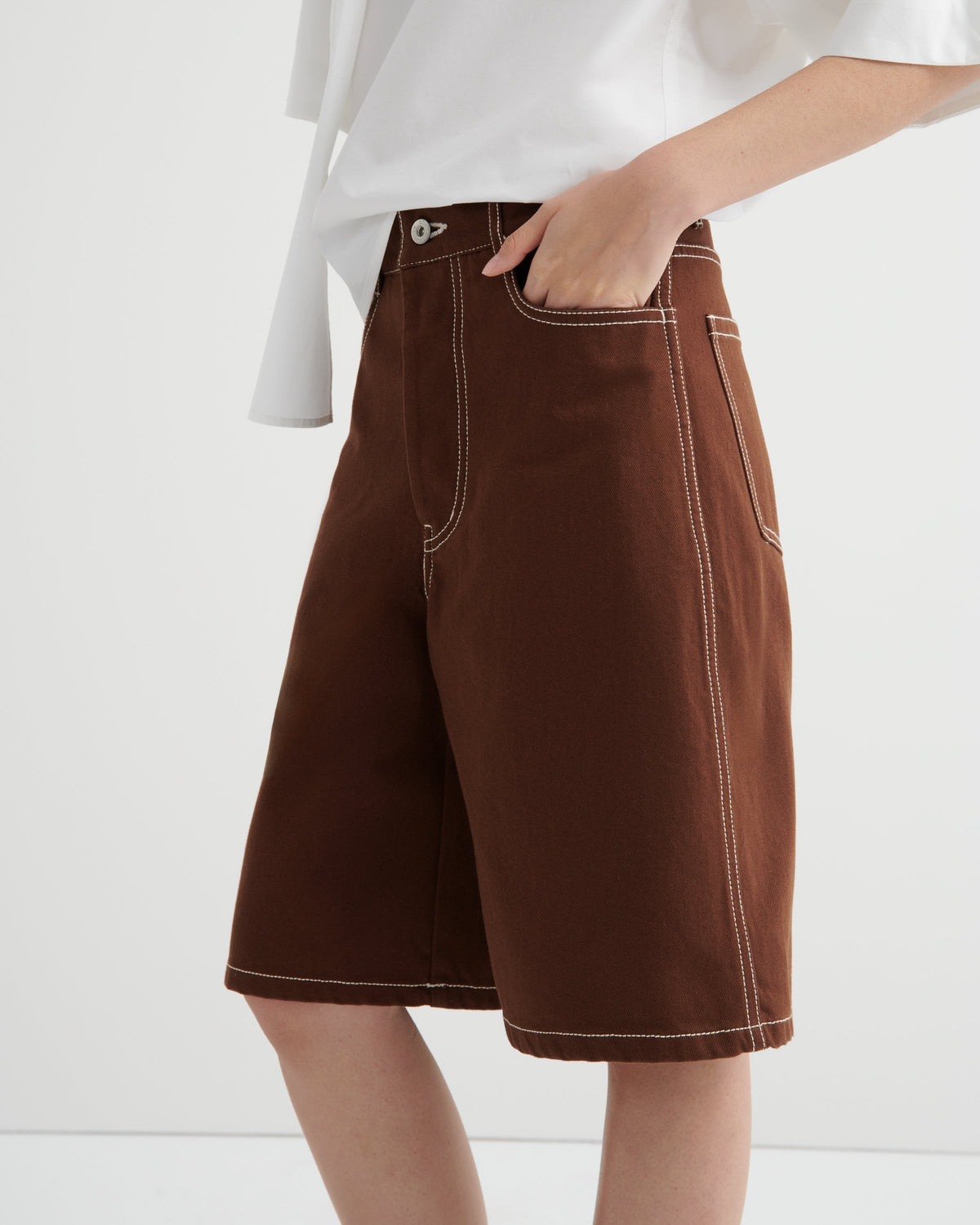 Kowtow Framework Shorts - Brown Denim