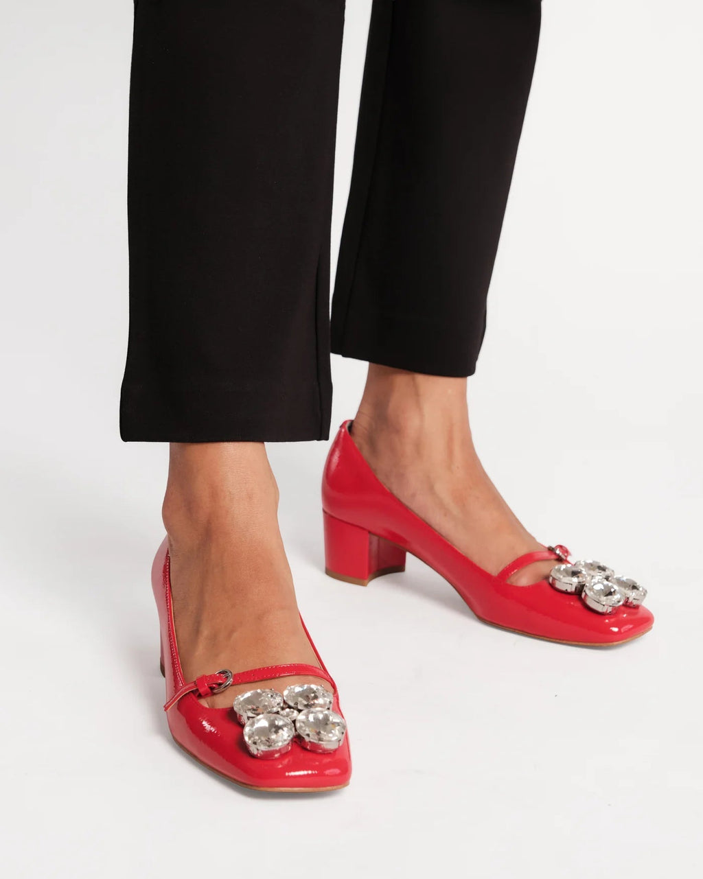 Frances Valentine Josephine Crinkled Leather Heel - Geranium