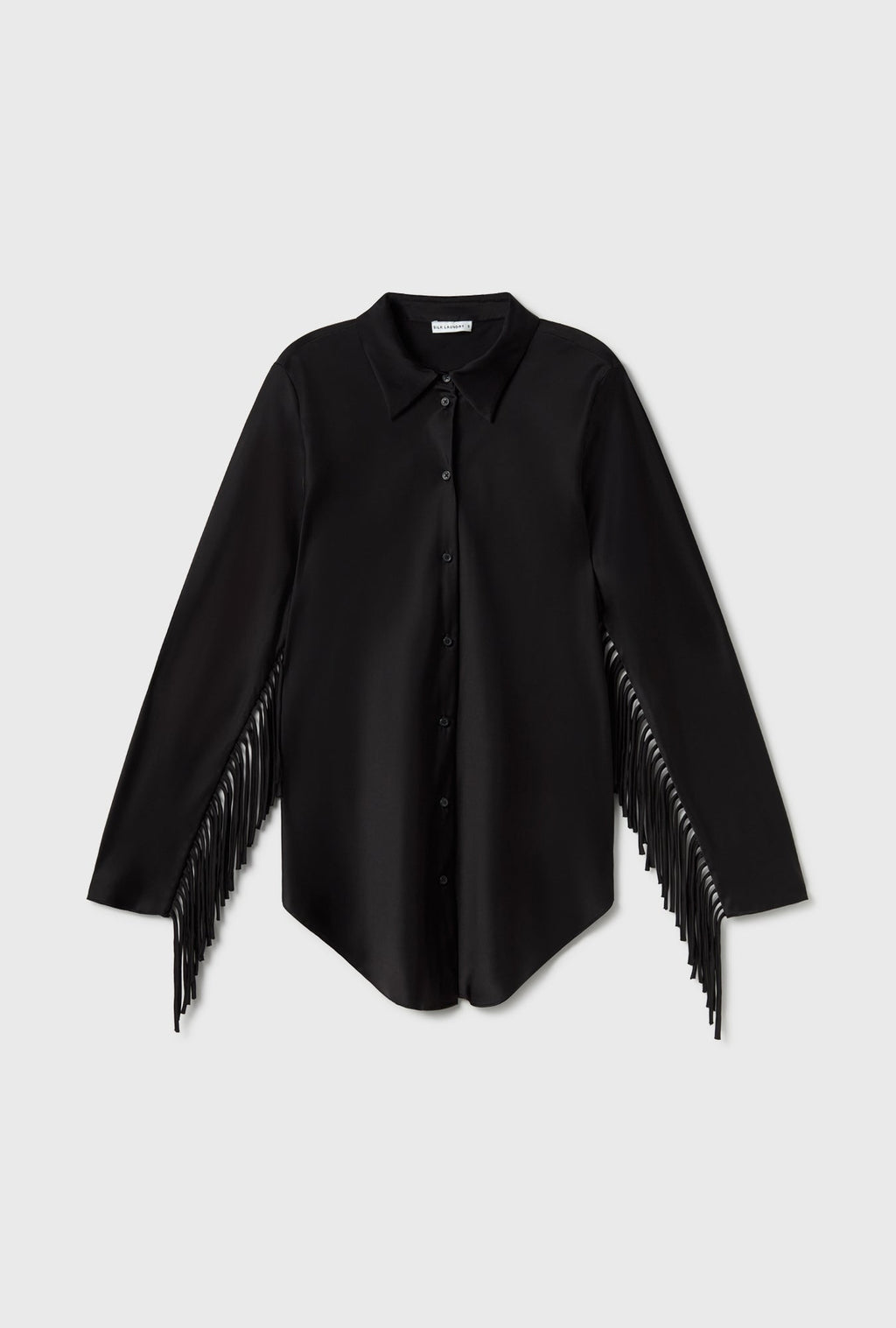 Silk Laundry Fringe Bias Cut Shirt - Black