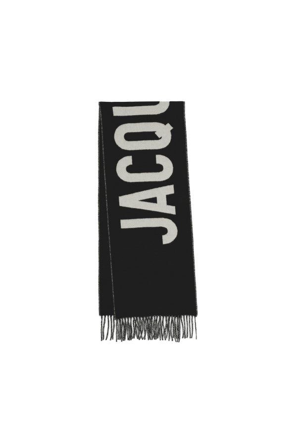Jacquemus Fringe Logo Scarf - Black