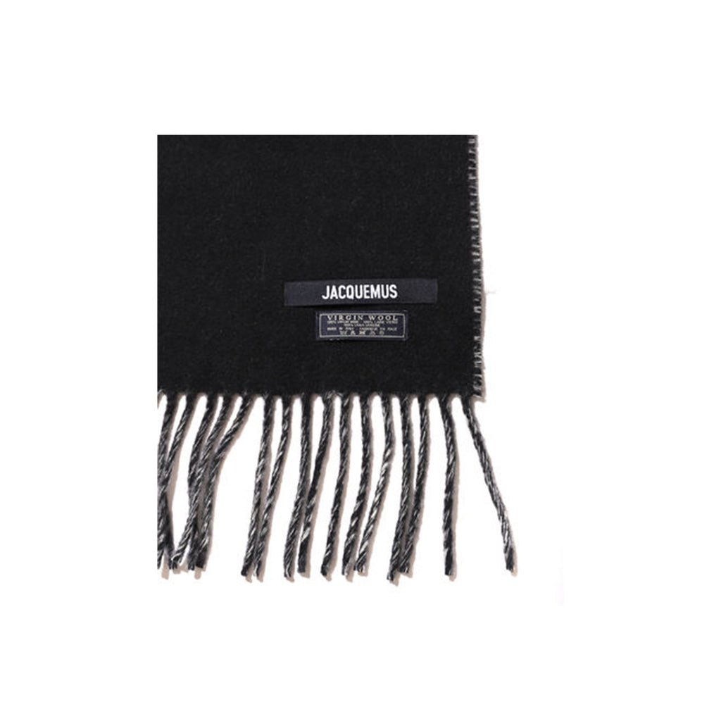 Jacquemus Fringe Logo Scarf - Black
