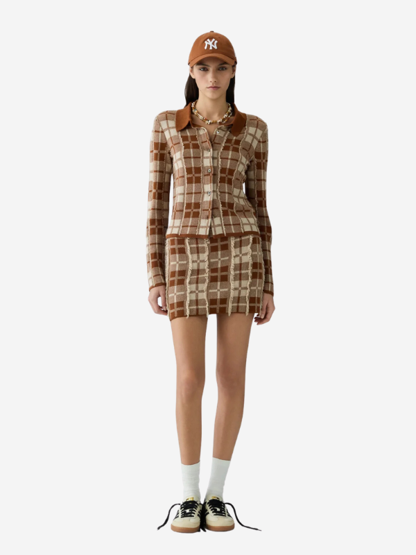 Guest in Residence Fringe Plaid Mini Skirt
