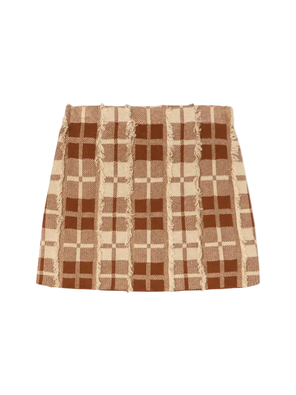 Guest in Residence Fringe Plaid Mini Skirt