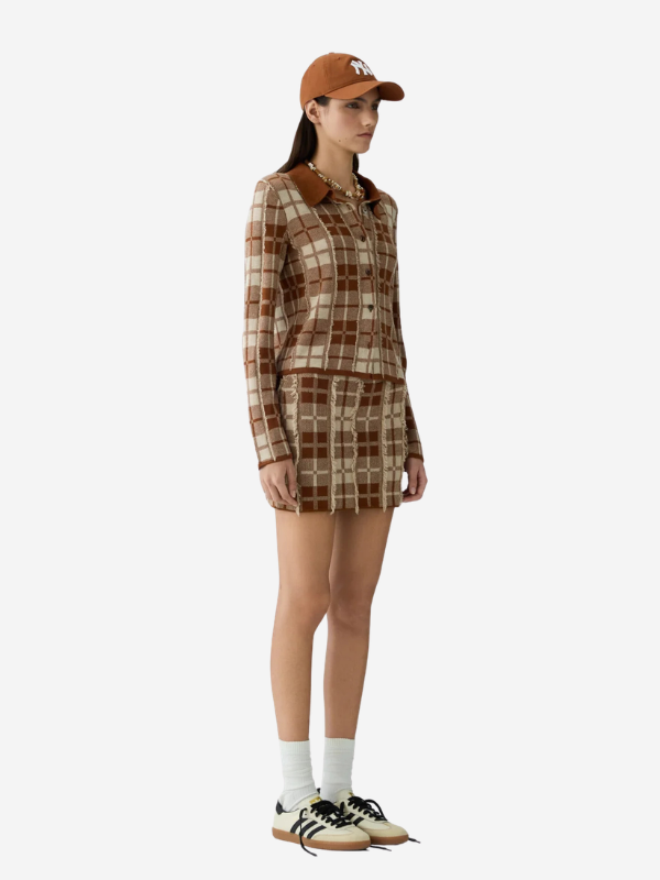 Guest in Residence Fringe Plaid Mini Skirt