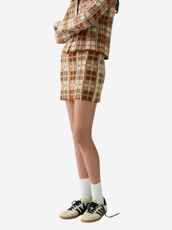 Guest in Residence Fringe Plaid Mini Skirt