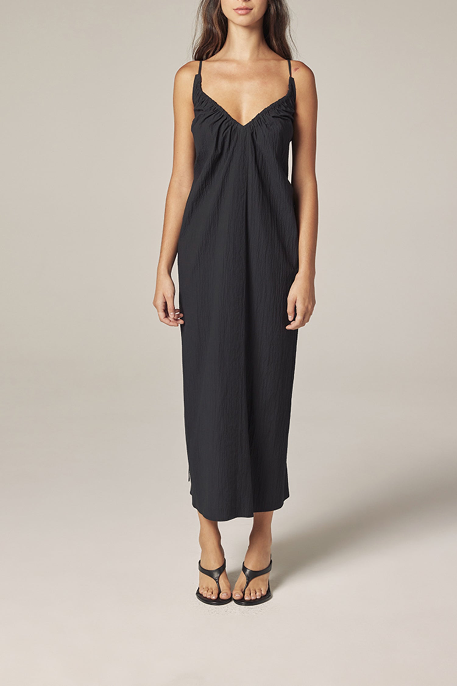 amente Front Shirring Dress - Midnight
